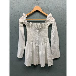 Haute Rogue Women's Off The Shoulder Blouse Top Size Small‎ White
